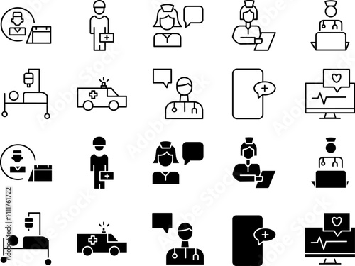Telemedicine Vector Icon Set