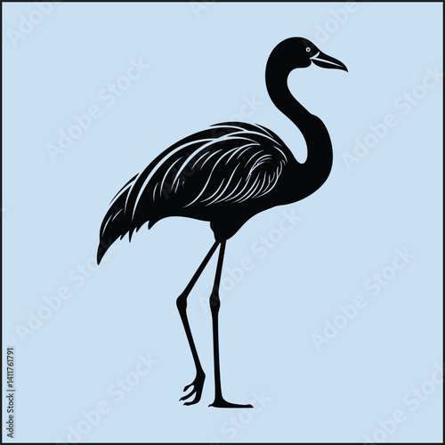 Silhouette of a Flamingo, Tropical