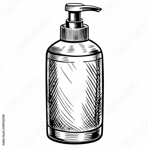 Vintage Hand Drawn Soap Dispenser Illustration Retro Sketched Bottle  Artwork