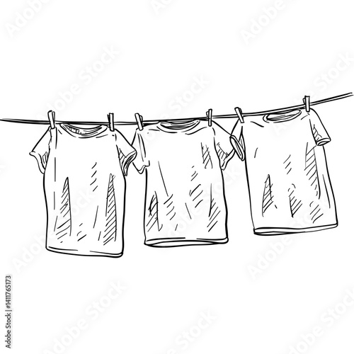 clothesline handdrawn illustration⁠  