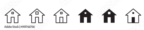 Set of home line icons and solid icons isolated on transparent background. Simple home icons. 