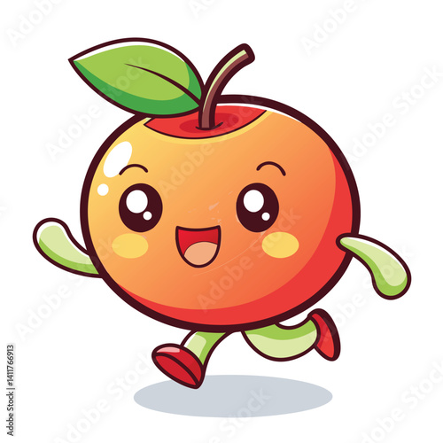 Cute Running Apple Character (1)