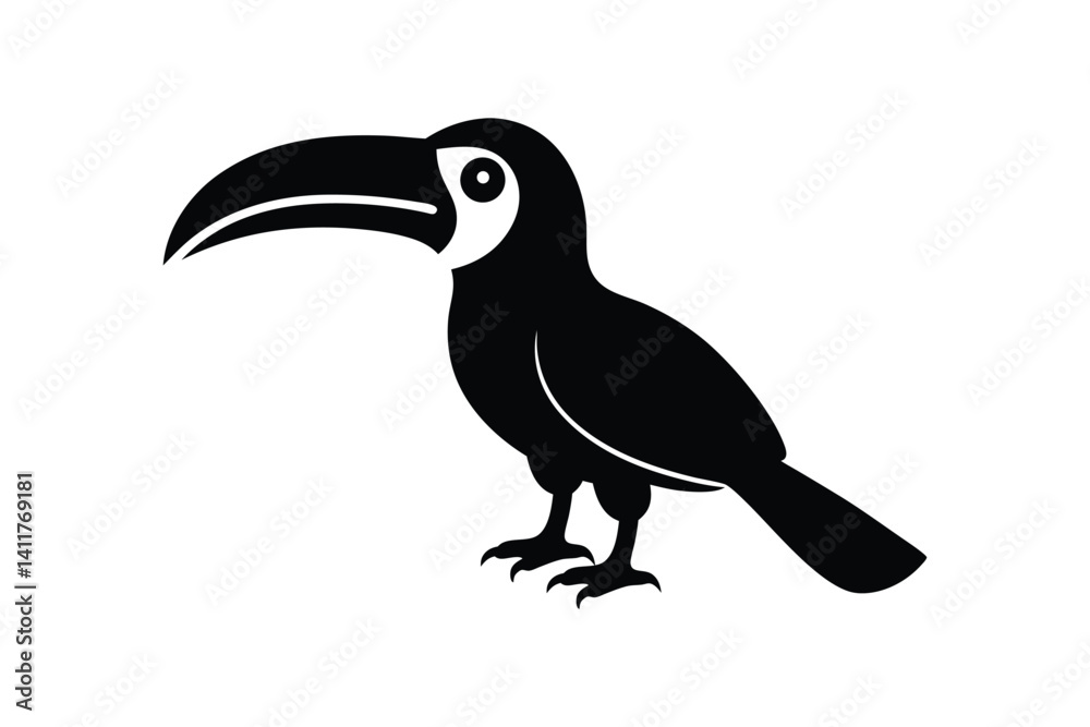 Fototapeta premium Silhouette art design of a toucan with a prominent curved beak.eps