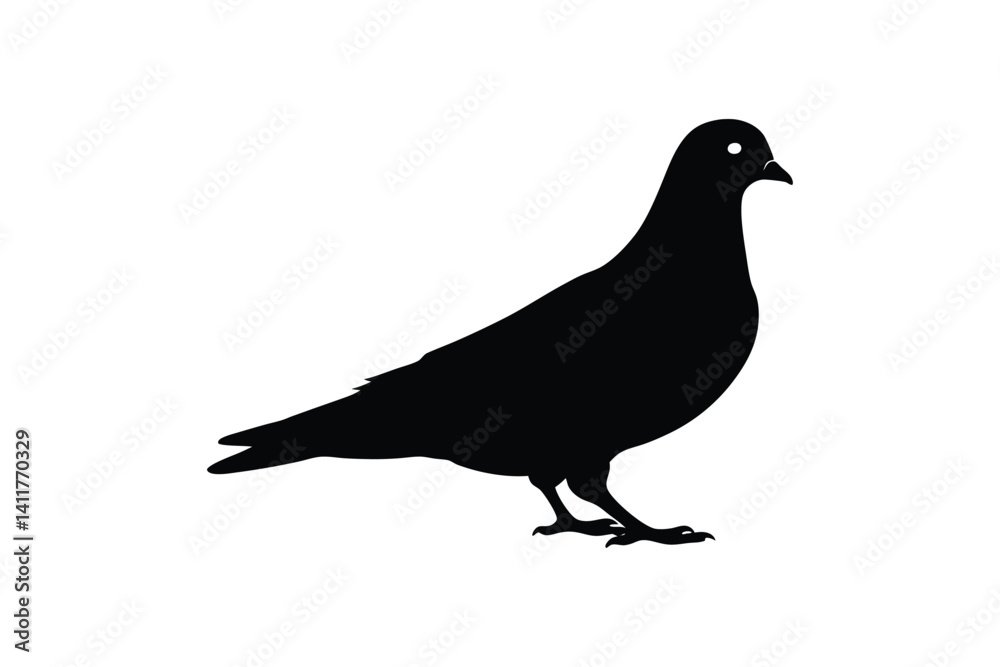 Fototapeta premium Silhouette art design of a pigeon walking on a flat surface.eps