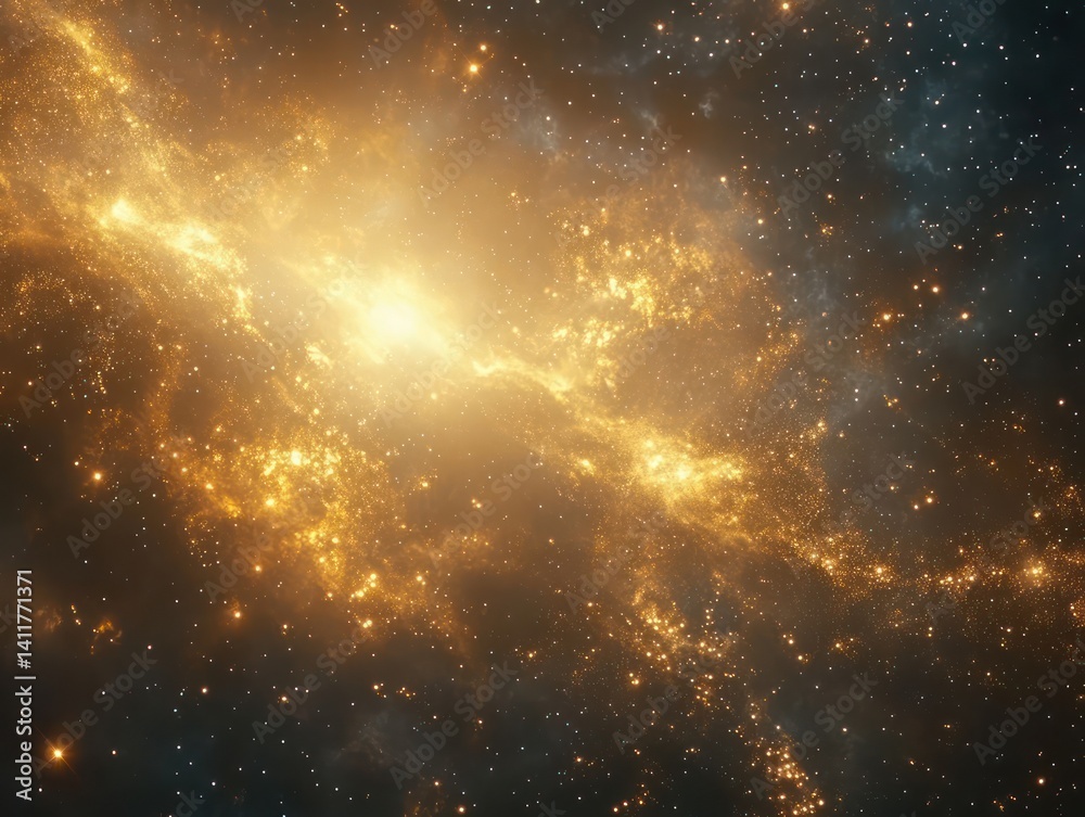 Fototapeta premium Golden nebula cosmic landscape