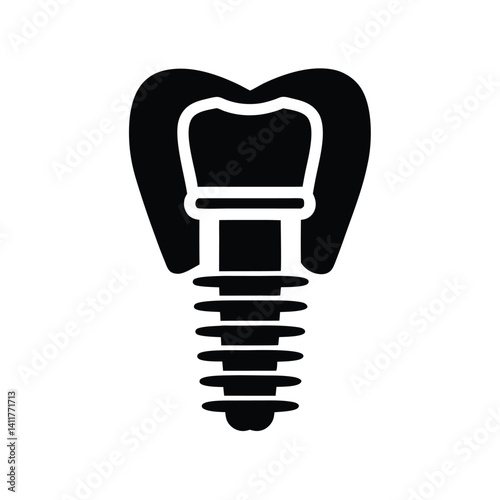 Dental Implant Silhouette Tooth and Root Structure Icon