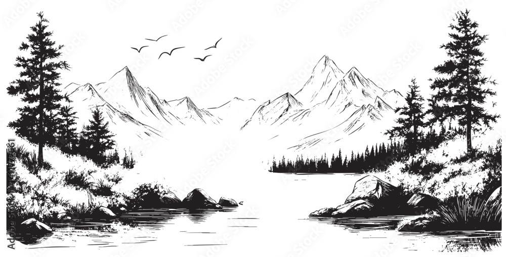Mountain landscape illustration