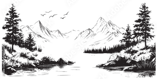 Obraz na płótnie Mountain landscape illustration w salonie