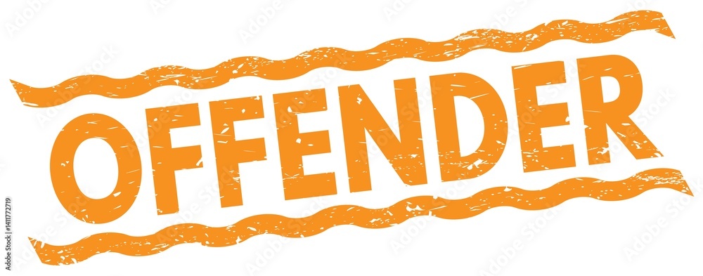 OFFENDER text on orange lines stamp sign.