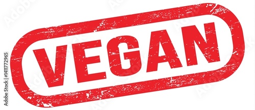 Obraz na płótnie VEGAN, text on red rectangle stamp sign. w salonie