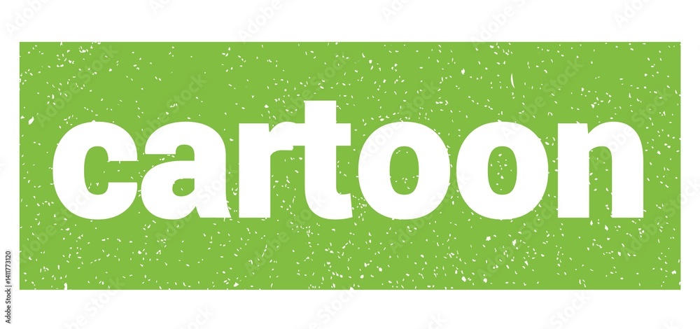 cartoon text written on green stamp sign.