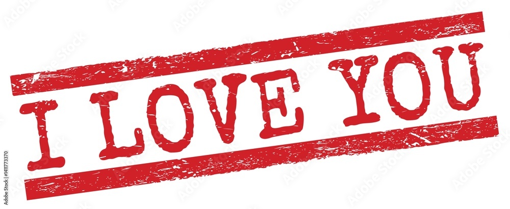 I LOVE YOU text on red lines stamp sign.
