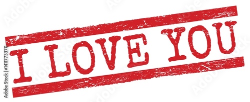 Obraz na płótnie I LOVE YOU text on red lines stamp sign. w salonie