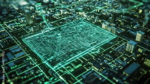 A futuristic AI-powered drone captures HD aerial images and projects 3D maps mid-flight over detailed cityscapes with urban features and green spaces.

