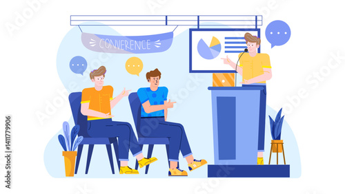 businessman speaks seminar conference office