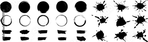 Collection of paintbrushes, grunge paint. Brush stroke, ink brush, brush, line, frame, box, grungy. Abstract