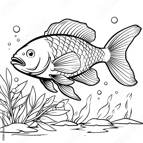 fish outline for kids coloring book pages , vector illustration design.
