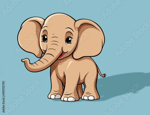 Cute happy baby elephant illustration design , baby elephant isolated on blue background.