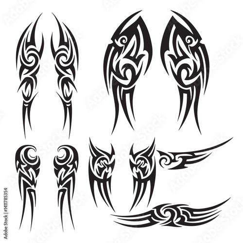  Set tribal tattoo design