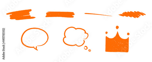 Cute Colorpencil Orange Doodle Icons