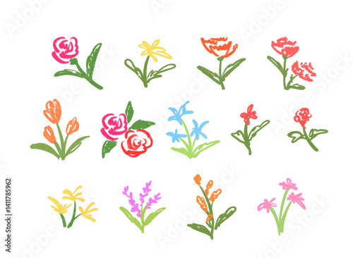 Whimsical Hand-Drawn Flowers Illustration