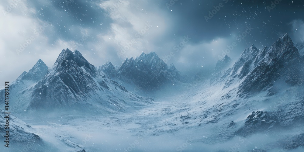 Obraz premium Snowy mountain range landscape