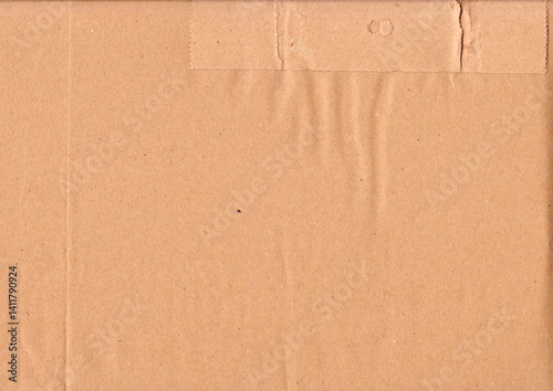 Beige kraft paper texture background. Abstract textured backdrop with creases, stains, grain, dust particles. Empty abstract overlay background