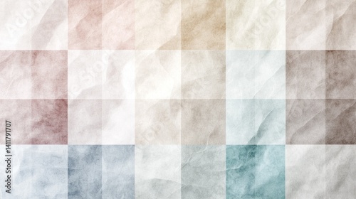 Pastel-colored, wrinkled paper background, checkered pattern photo