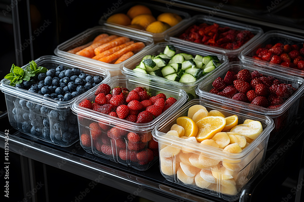 Fresh Summer Berries and Fruits in Plastic Containers for Easy Meal Prep and Storage Fresh Summer Berries and Fruits in Plastic Containers for Easy Meal Prep and Storage
