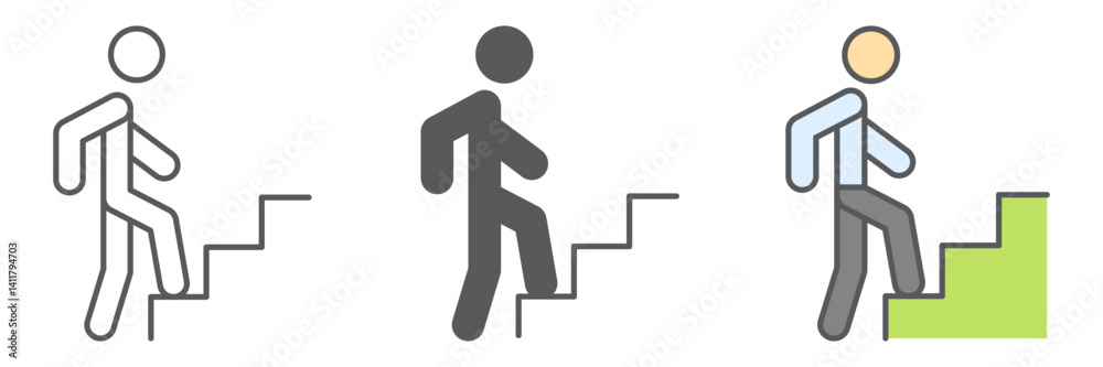 Career path icon collection, leadership and success, person climbing career path vector icon set, vector graphics, editable stroke outline sign, eps 10 Career path icon collection, leadership and success, person climbing career path vector icon set, vector graphics, editable stroke outline sign, eps 10