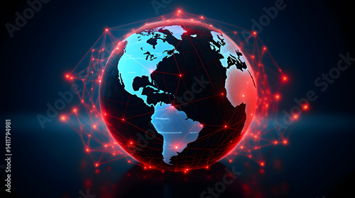 Detailed Earth Globe with Atmospheric Glow - Global View
