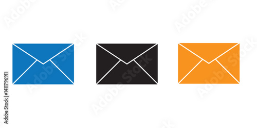 Envelope icon in trendy  design. Email icon set. Envelope mail icon set. flat thin e-mail pictogram on white background.