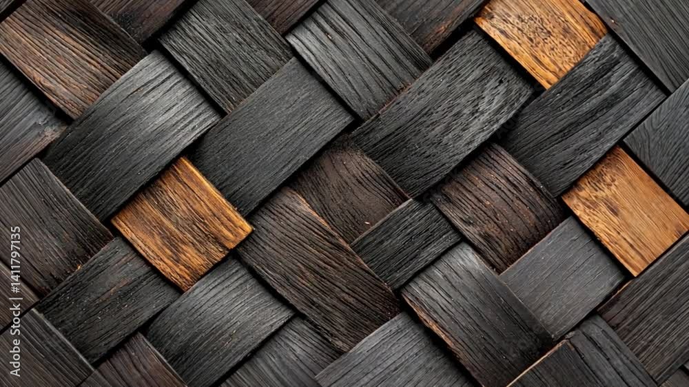 Close-up of intricately woven natural fiber texture showcasing rich tones and patterns