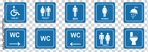 Gender neutral restroom signs set. All gender neutral toilet icons collection. Vector flat solid pictogram on black circle for web, mobile app, office, mall. 