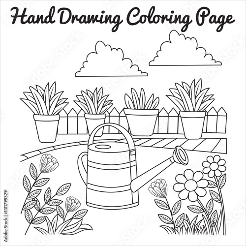 Obraz na płótnie Hand Drawn Garden Coloring Page