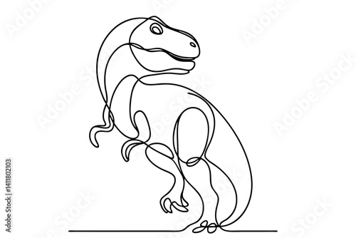 Minimalist Line Art Dinosaur Profile Drawing. Clipart image isolated on background.