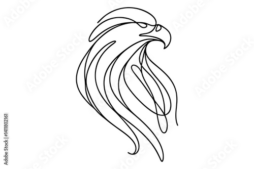 Minimalist Continuous Line Eagle Head Drawing. Clipart image isolated on background.