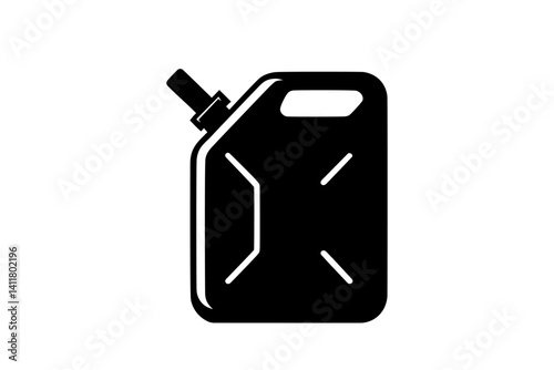 Gasoline Can Silhouette Icon with Spout. Clipart image isolated on background.