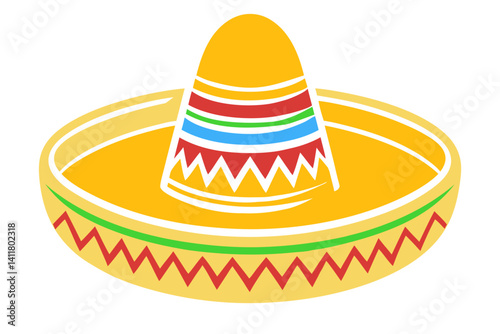 Mexican Sombrero Icon in Flat Design Style. Clipart image isolated on background.