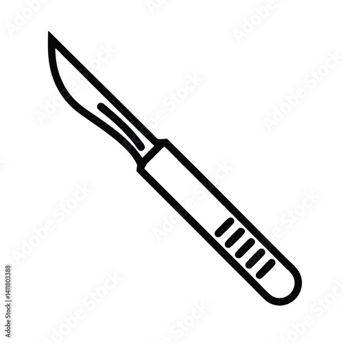 Medical Scalpel Tool Outline Icon, Surgery Instrument