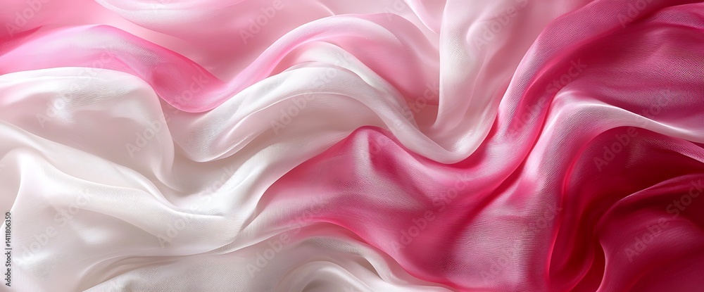 Obraz premium Pink White Silk Fabric Texture Elegant Drape.