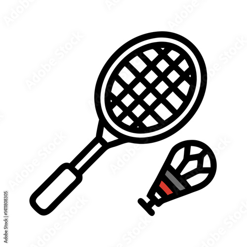 Badminton Racket with Shuttlecock Icon Representing Racket Sport and Outdoor Activity