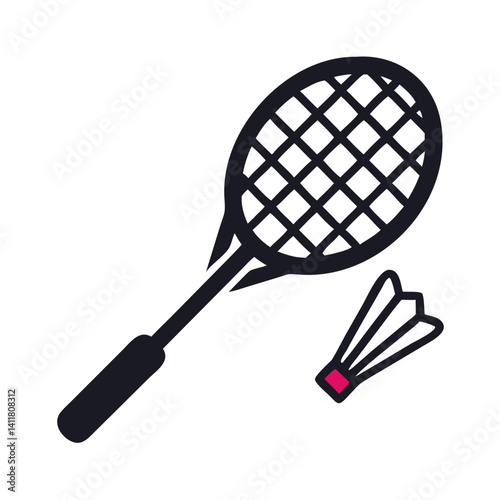 Badminton Racket with Shuttlecock Icon Representing Racket Sport and Outdoor Activity