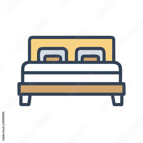 Bed Frame Icon Representing Bedroom Furniture and Sleeping Arrangement