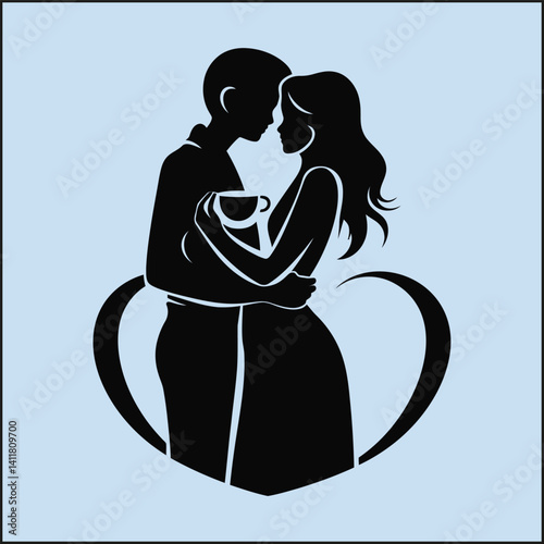 Silhouette of a Hug Coffee, Morning