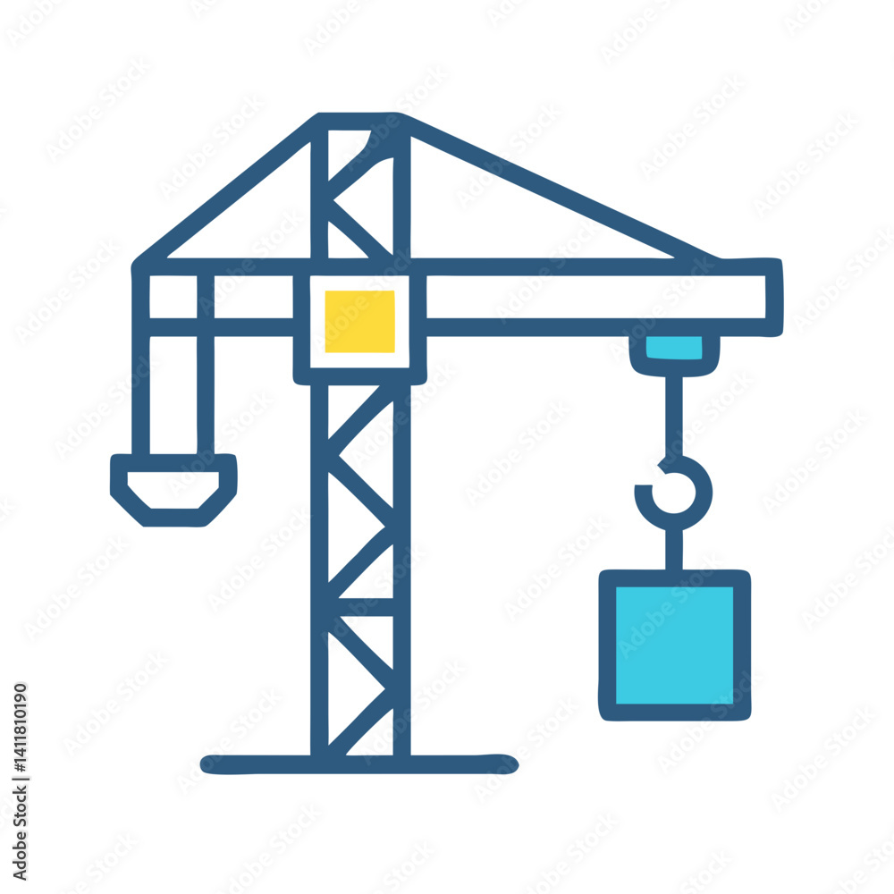 Construction Crane Icon Representing Material Handling and Building Operations