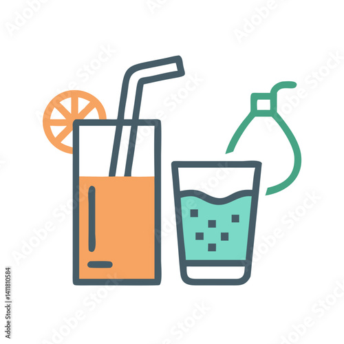 Detox Drink Icon Representing Fresh Beverage and Healthful Cleansing