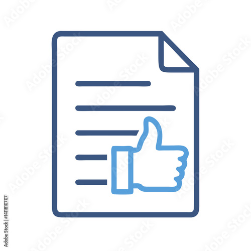 Document with Thumbs Up Icon Representing Positive Feedback and Approval