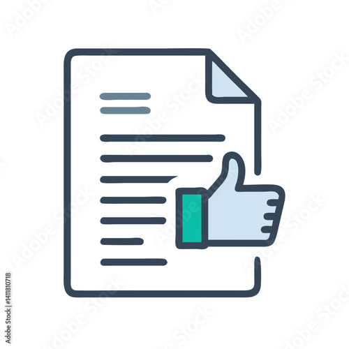 Document with Thumbs Up Icon Representing Positive Feedback and Approval