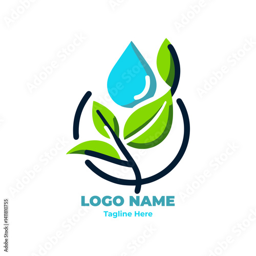 Clean and modern eco friendly logo design with green leaf biodegradable concept sustainable packaging and renewable energy message for organic product